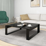 Coffee Table Black Engineered Wood Coffee Table Square Modern 808631