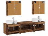 Bathroom Furniture Set 5 pcs Old Wood Engineered Wood and Glass 3406893