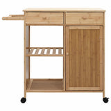Kitchen Trolley with Wheels Natural 90.5 x 36 x 86.5 cm Bamboo 42028293