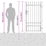 Fence Gate Grey 100 x 175 cm Powder coated steel 42008882
