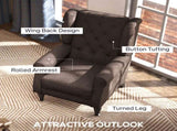 Wingback Accent Chair, Retro Upholstered Button Tufted Occasional Chair for Living Room and Bedroom, T3398P328124