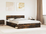 Bed Frame Smoked Oak 140 x 200 cm Solid Pine Wood 3412073