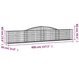 Arched Gabion Baskets 4 pcs 400x30x60/80 cm Galvanised Iron 3146842