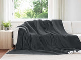 Throw Blanket Dark Grey 220 x 240 cm Fleece 42016983