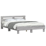 Bed Frame with LED without Mattress Grey Sonoma 140x190 cm 3207565