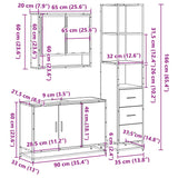 ZNTS 3 Piece Bathroom Furniture Set Smoked Oak Engineered Wood 3301162