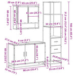 ZNTS 3 Piece Bathroom Furniture Set Sonoma Oak Engineered Wood 3301161