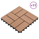 11 pcs Decking Tiles WPC 30x30 cm 1 sqm Brown 45029