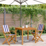 Garden Chairs 2 pcs Blue and White Solid Wood Acacia and Fabric 367674