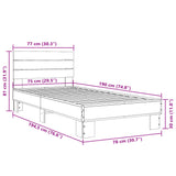 Bed Frame without Mattress Grey Sonoma 75x190 cm Small Single 845750
