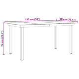 42788 Garden Table Black 150x90x74 cm Aluminium and Glass