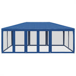 Party Tent with 10 Mesh Sidewalls Blue 6x4 m HDPE 4010067