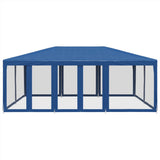 Party Tent with 10 Mesh Sidewalls Blue 6x4 m HDPE 4010067