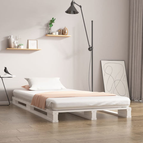 ZNTS Pallet Bed without Mattress White 90x200 cm Solid Wood 821378