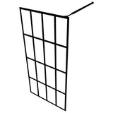 ZNTS Walk-in Shower Wall with Shelf Black 100x195 cm ESG Glass&Aluminium 3185467