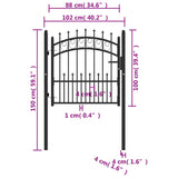 ZNTS Fence Gate with Spikes Steel 100x100 cm Black 146388