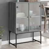Side Cabinet with Glass Doors Grey Sonoma 69x37x100 cm 836551