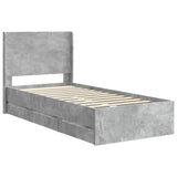 Bed Frame with Storage and Headboard Concrete Grey 90 x 200 cm 3413980