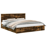 Storage Bed with Drawer Smoked Oak 180 x 200 cm Engineered Wood 3408435