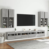 7 Piece TV Wall Cabinet Set with LED Lights Grey Sonoma 3216783