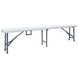 Patio Bench Set of 2 White, Black Steel, HDPE Large Foldable 48830
