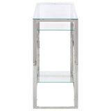 Console Table Silver Stainless Steel and Tempered Glass 350001