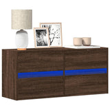 TV Wall Cabinet with LED Lights Brown Oak 100x31x45 cm 852298