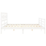 Bed Frame without Mattress White 200x200 cm Solid Wood 3194462