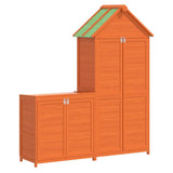 2 Piece Garden Tool Shed Set Brown Solid Wood Pine 172249