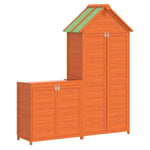 ZNTS 2 Piece Garden Tool Shed Set Brown Solid Wood Pine 172249