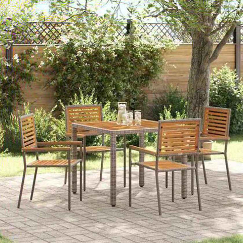 Garden Dining Set 5 pcs Grey Poly Rattan 3365437