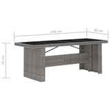 7 Piece Garden Dining Set with Cushions Grey Poly Rattan 3095253