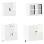 4 Piece Kitchen Cabinet Set Kalmar High Gloss White Engineered Wood 3314853