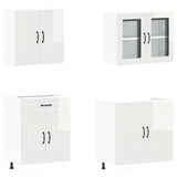 4 Piece Kitchen Cabinet Set Kalmar High Gloss White Engineered Wood 3314853
