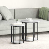 Side Table Set with Shelf 2 pcs Grey 869717