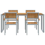 Garden Dining Set 5 pcs Grey and brown 180 x 90 x 75 cm 3284371