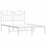 Metal Bed Frame without Mattress with Headboard White 120x190cm 353485