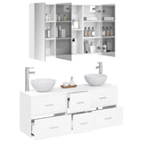 Bathroom Furniture Set 4 pcs White Engineered Wood and Glass 3406703