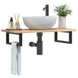Basin Shelf Wall Mounted Steel and Solid Wood Acacia 3302665