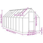 ZNTS Greenhouse with Base Frame Silver 445x169x195 cm Aluminium 3266332