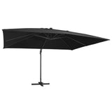 Cantilever Garden Parasol with LED Lights and Aluminium Pole 400x300 cm Black 47008