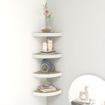 Wall Corner Shelves 4 pcs Oak and White 35x35x3.8 cm MDF 326641