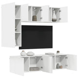 5 Piece TV Wall Units White Engineered Wood 3216464