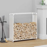 Firewood Rack White 90x28x90 cm Cold-rolled steel 864216
