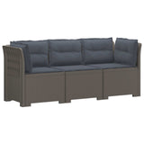 3-Seater Garden Sofa with Cushions Rattan Look PP Light Grey 3443849