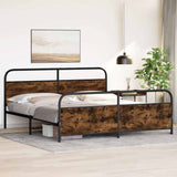Metal Bed Frame without Mattress Smoked Oak 183x213 cm 3318640