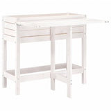 Garden Planter with Folding Tabletop White Solid Wood Pine 825122