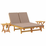 Sun Lounger Reclining with Cushion Taupe Solid Acacia Wood 3407702