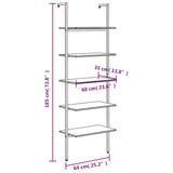 5-Tier Leaning Shelf Dark Brown and Black 64x35x185 cm 336386