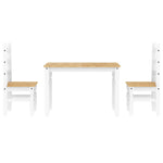 ZNTS 3 Piece Dining Set Panama White Solid Wood Pine 3345196